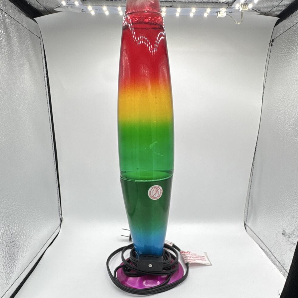 Urban Shop 16" Rainbow Lava Lamp Motion Volcano Light White Wax Tested Works
